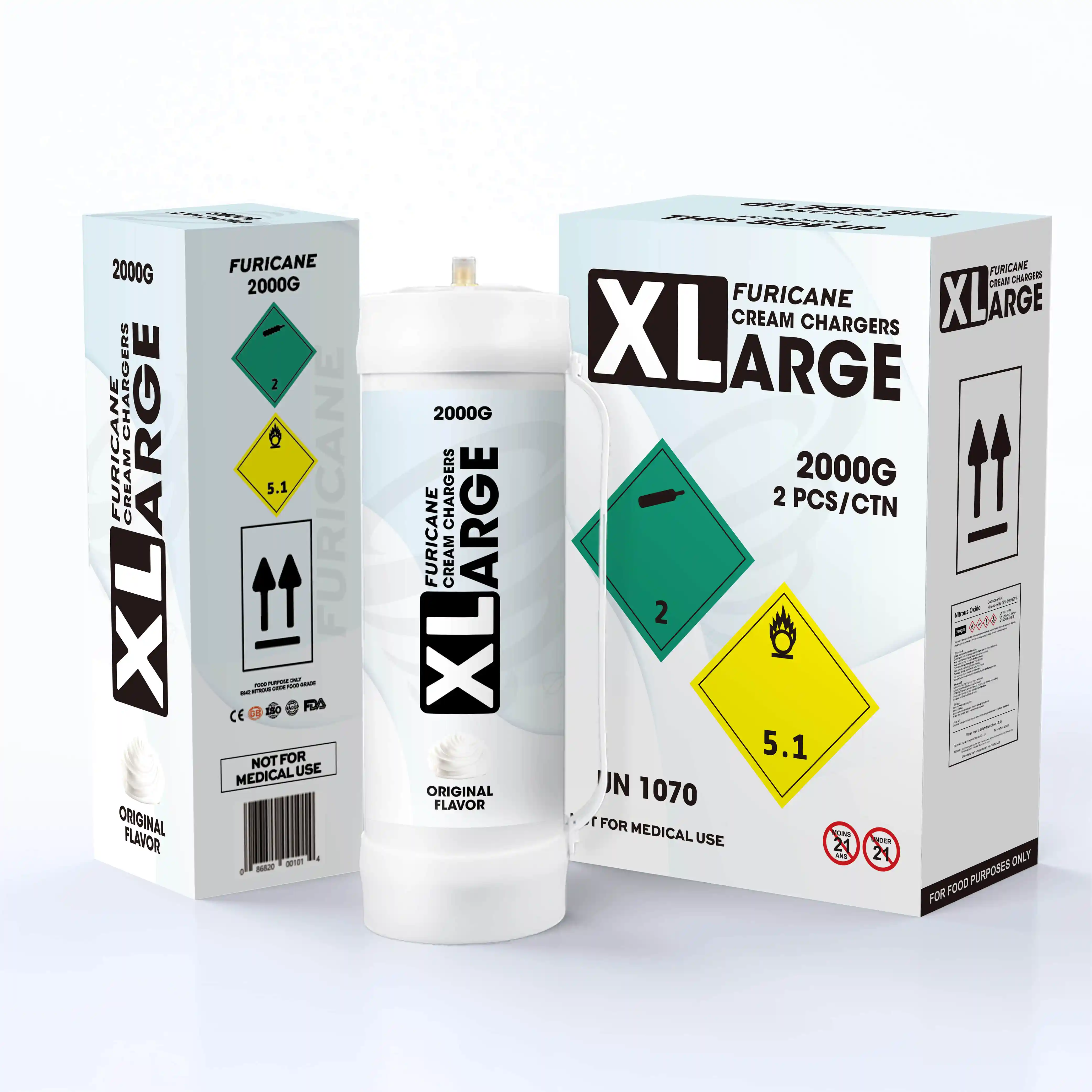 2024 New 3.3L 4L 2000g Carbon Steel Cylinder Whipping Gas Canister 2kg Cream Charger Gas Tank Whipped Cream Chargers Whipping