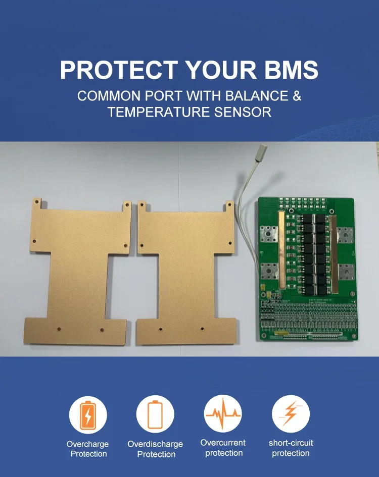 JLS Hardware Bms 24V36V48V60V Bms 8S 12S 16S Lifepo4 Bms 120A Common Port With Switch temperature sensor And Balance