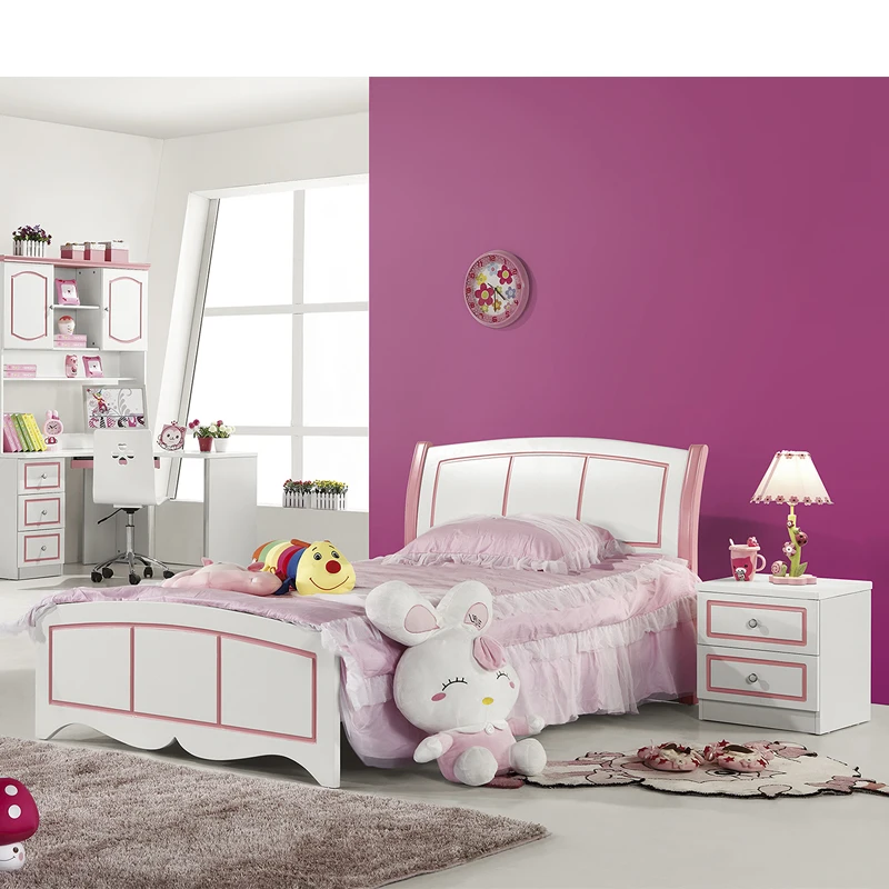 High Quality Modern Single Wooden Children Bed Home Luxury Wood Frame Full Kids Bedroom Furniture Set For Girls