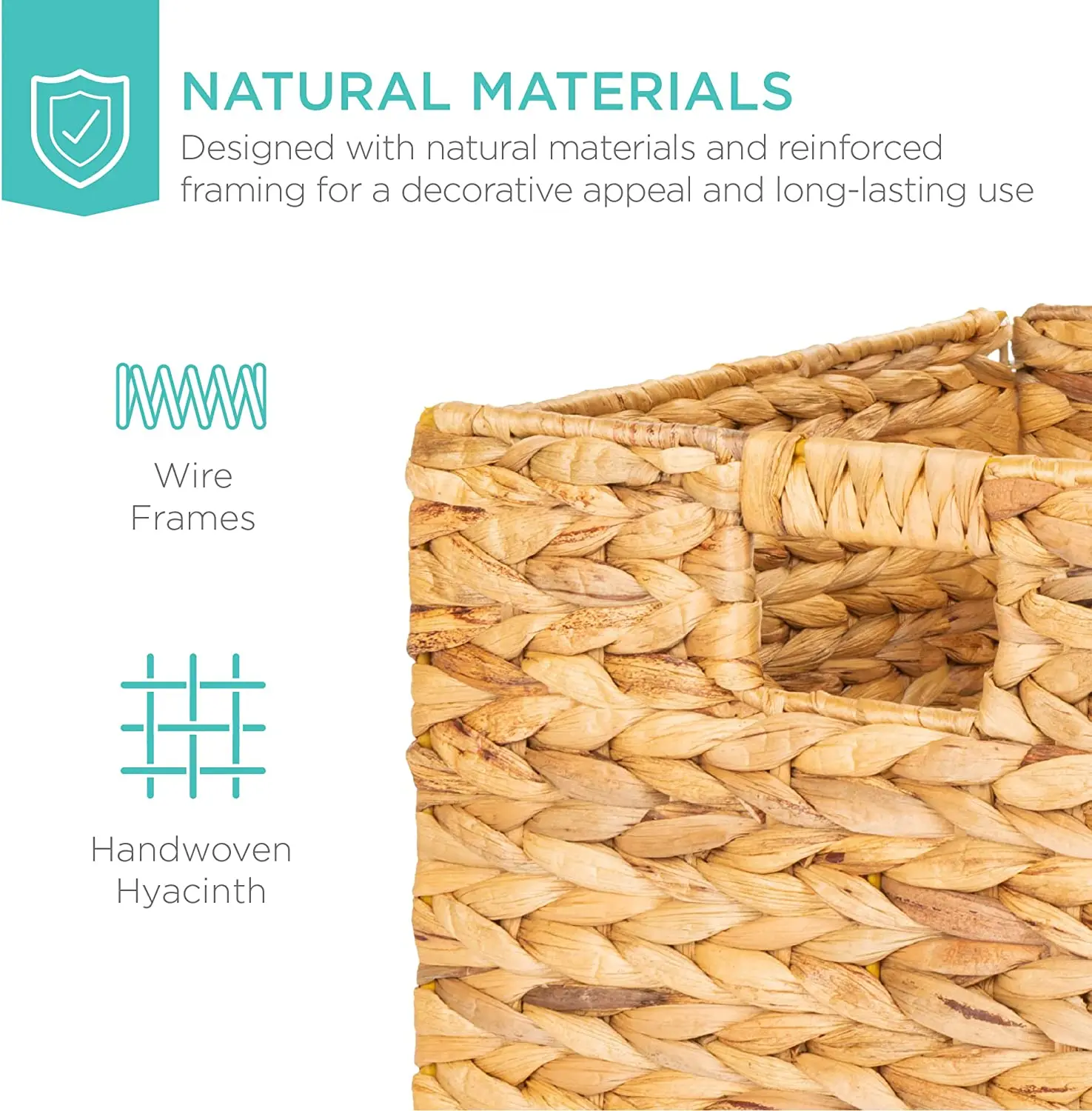Квадратная плетеная складная корзина для хранения натурального гиацинта, складные кубические корзины для белья