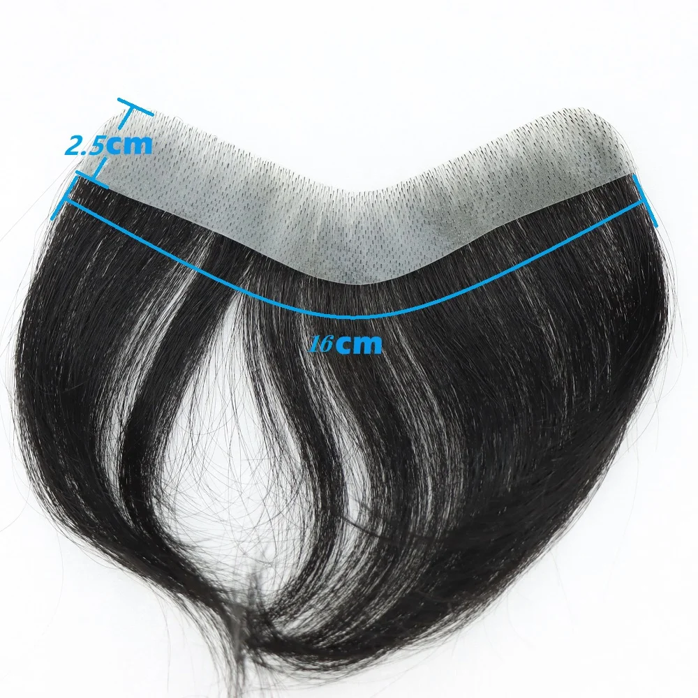 Thin Skin PU V Loop Male Wig Poly Base Human Remy Hair Prosthesis Frontal Hair Piece For Men Slim Patch Hairline