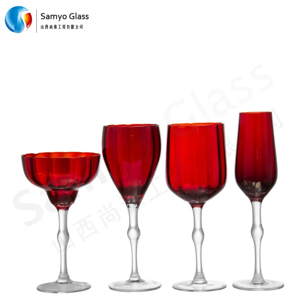 Samyo Handmade Best Selling Fancy Colored Glassware Sets Wholesale
