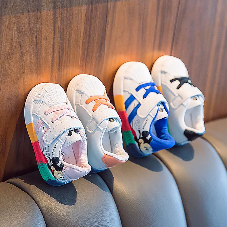 Cute Baby Shoes Boys Girls Shell Head Colorful Soft Bottom shoes First Walkers Kids Toddlers Baby Comfortable Sports Sneakers