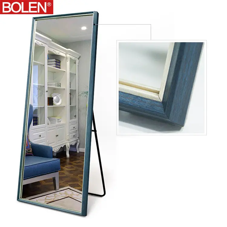 High Reflectivity Anti-explosion Wood Full Length Antique Frame Standing Floor Dressing Bathroom Mirror