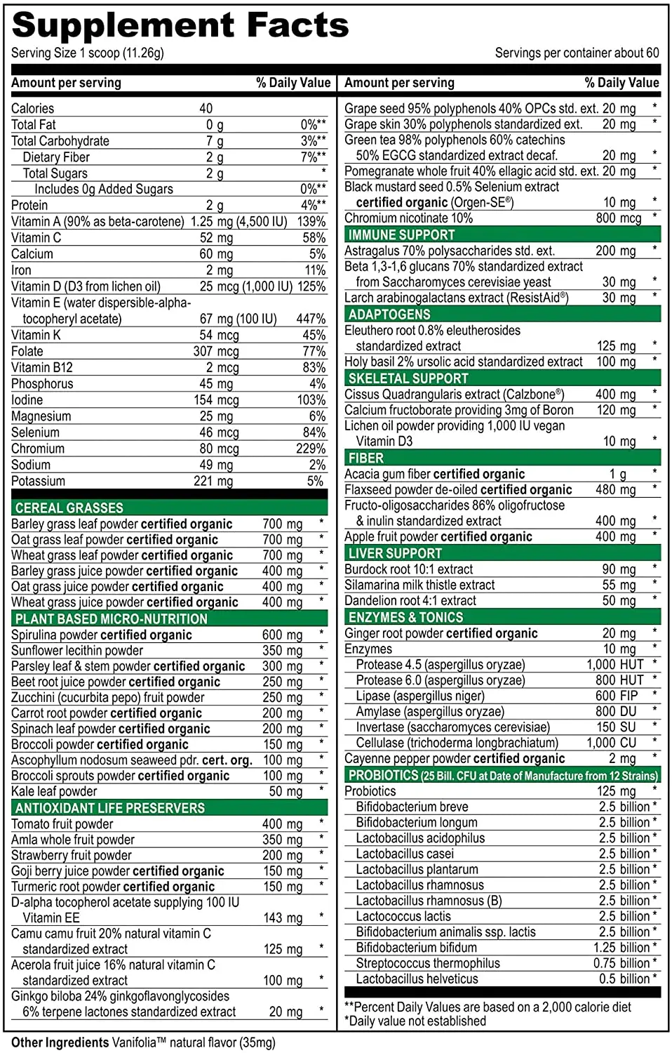 
Private Label Greens Superfood Powder with Mixed Veggie Ingredients for Immune Support Supplement 