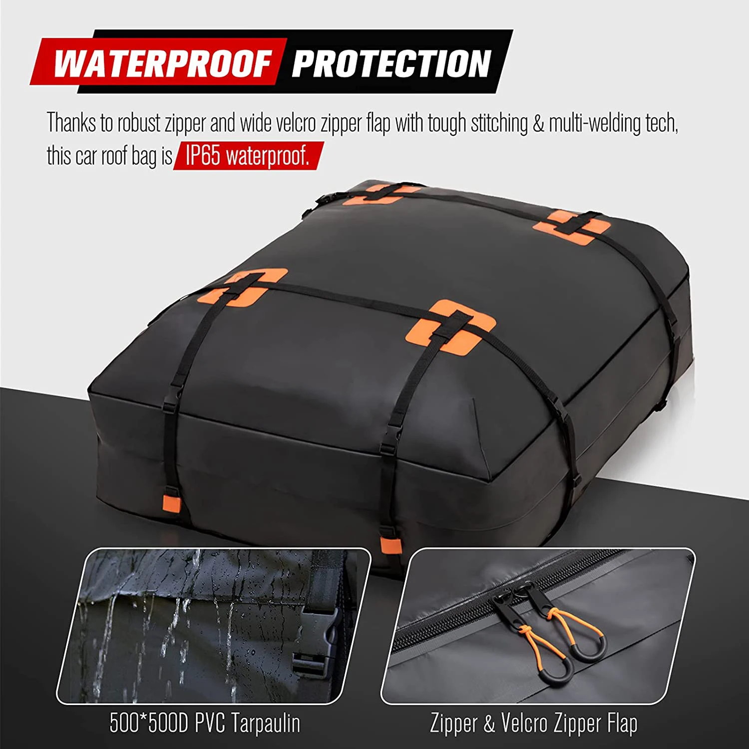 15 cubic feet waterproof rooftop bag travel storage luggage bag soft-shell fits all cars vans and suv car roof bag cargo carrier