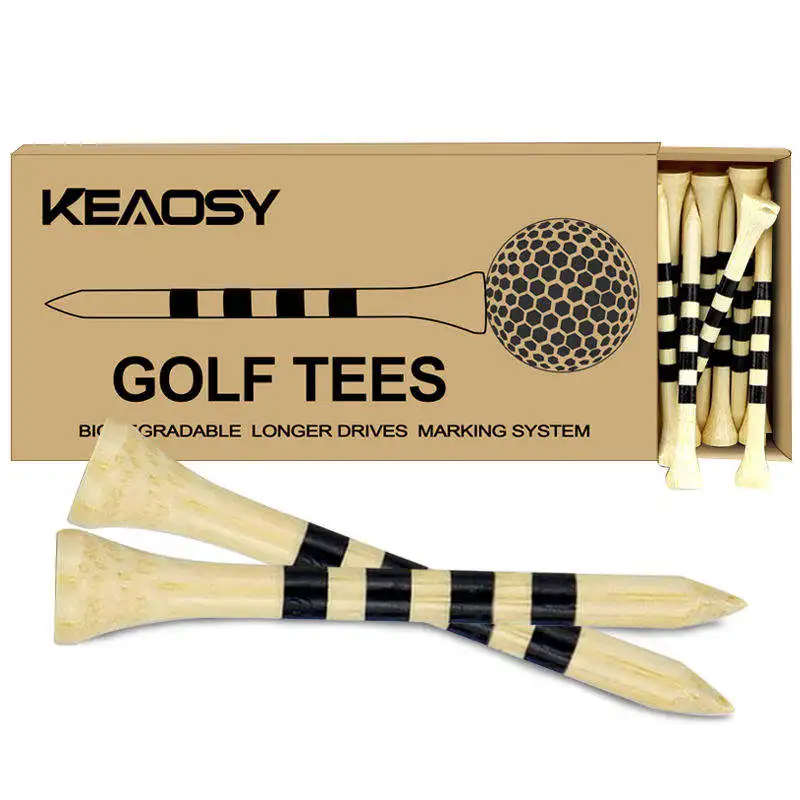 High quality wooden golf tee with stripes in size 70mm/83mm set accessories,100pcs per box golf accessory course supplies