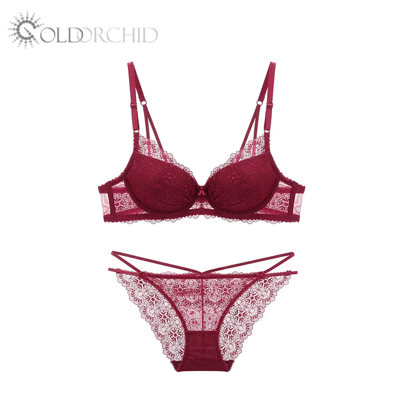 White transparent 34 size 3/4 cup steel ring bra panty set images