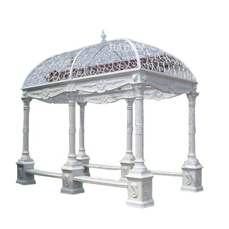 Outdoor Decorative Luxury Garden Metal Pavilion Antique rectangle Cast Iron Gazebo For Sale