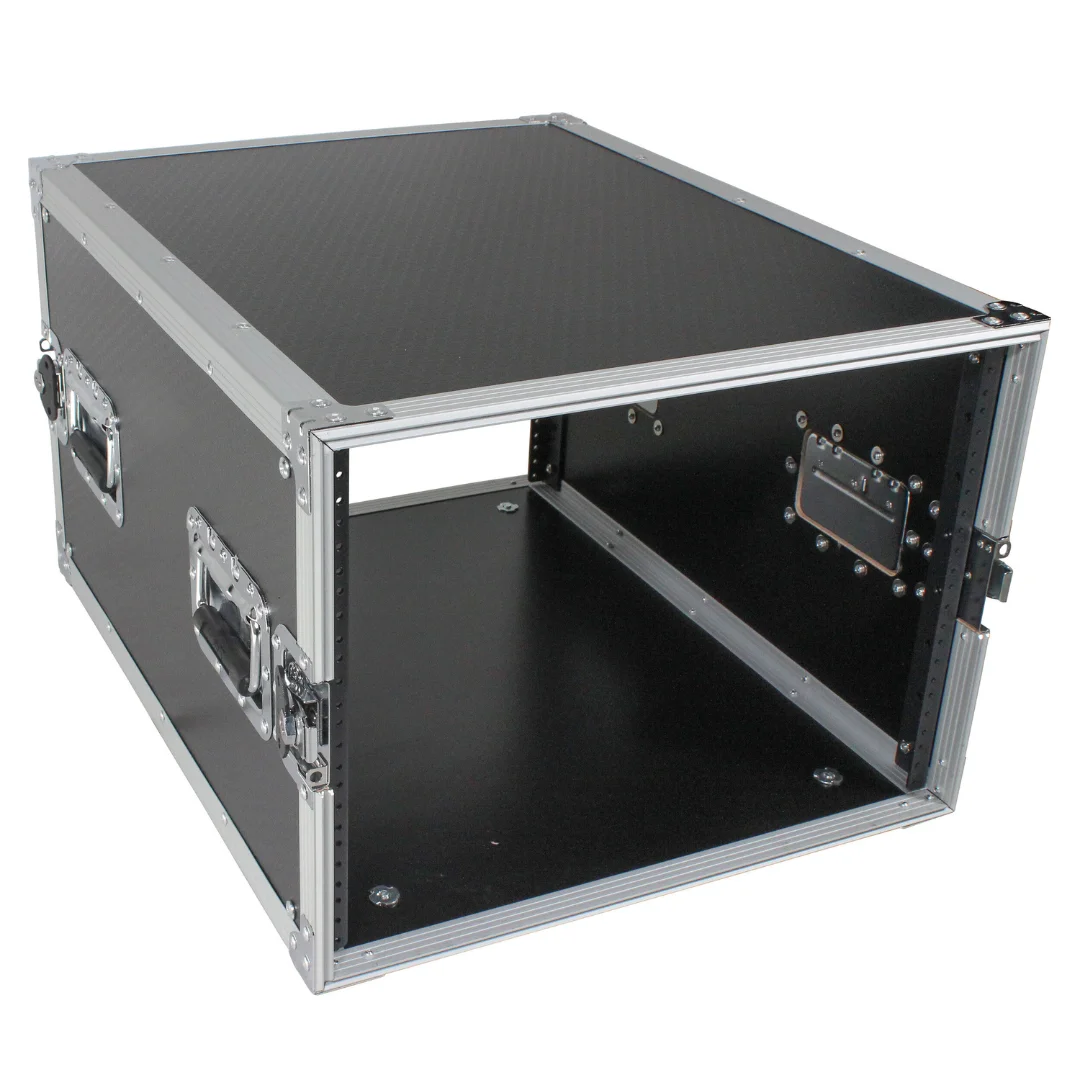 Factory Supply Customize Aluminum Flight Case 8U Space Rack Mount ATA Flight Case 24 Inch Depth with 4 handles