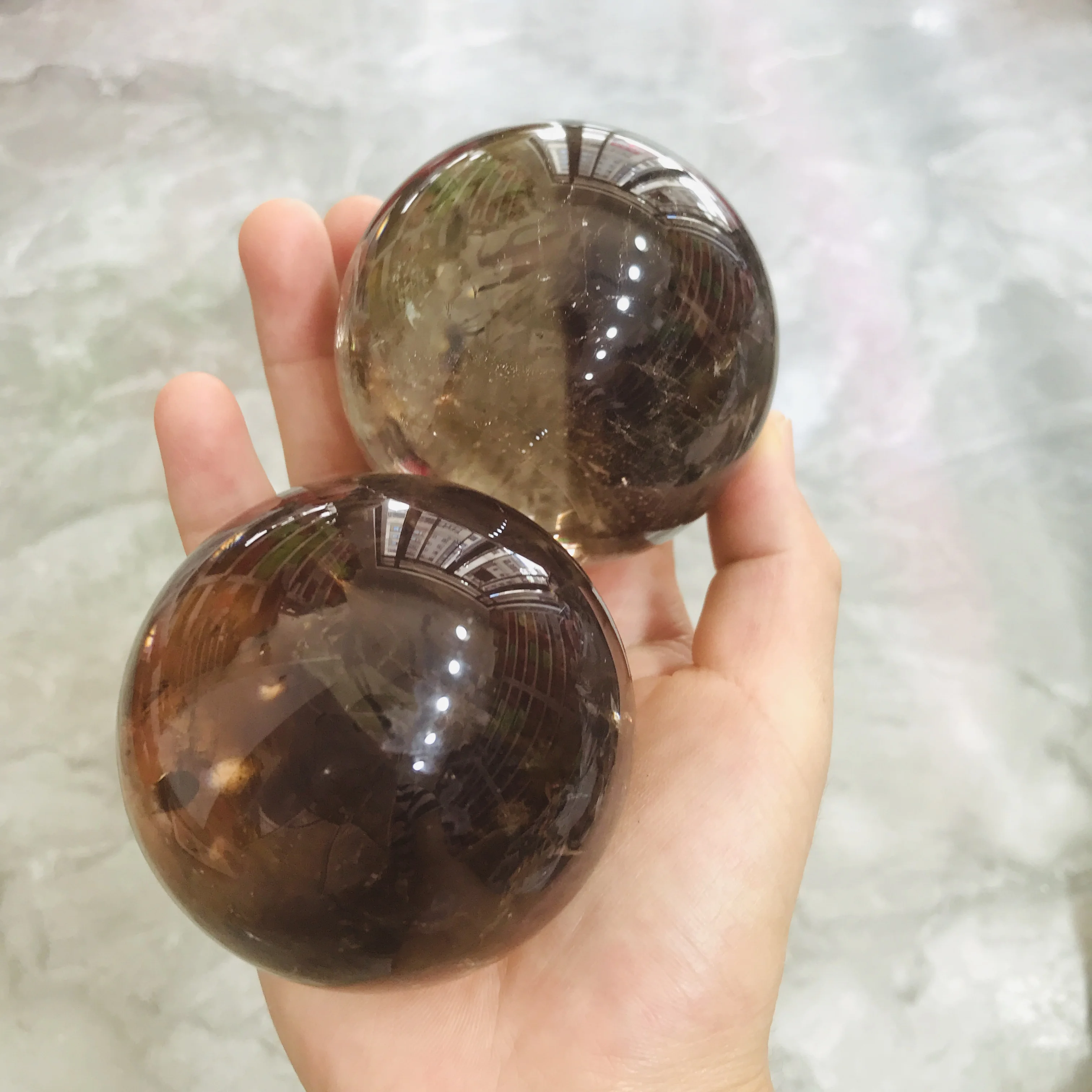 Wholesale natural crystals ball healing crystal stones smoky quartz  crystal sphere for decoration