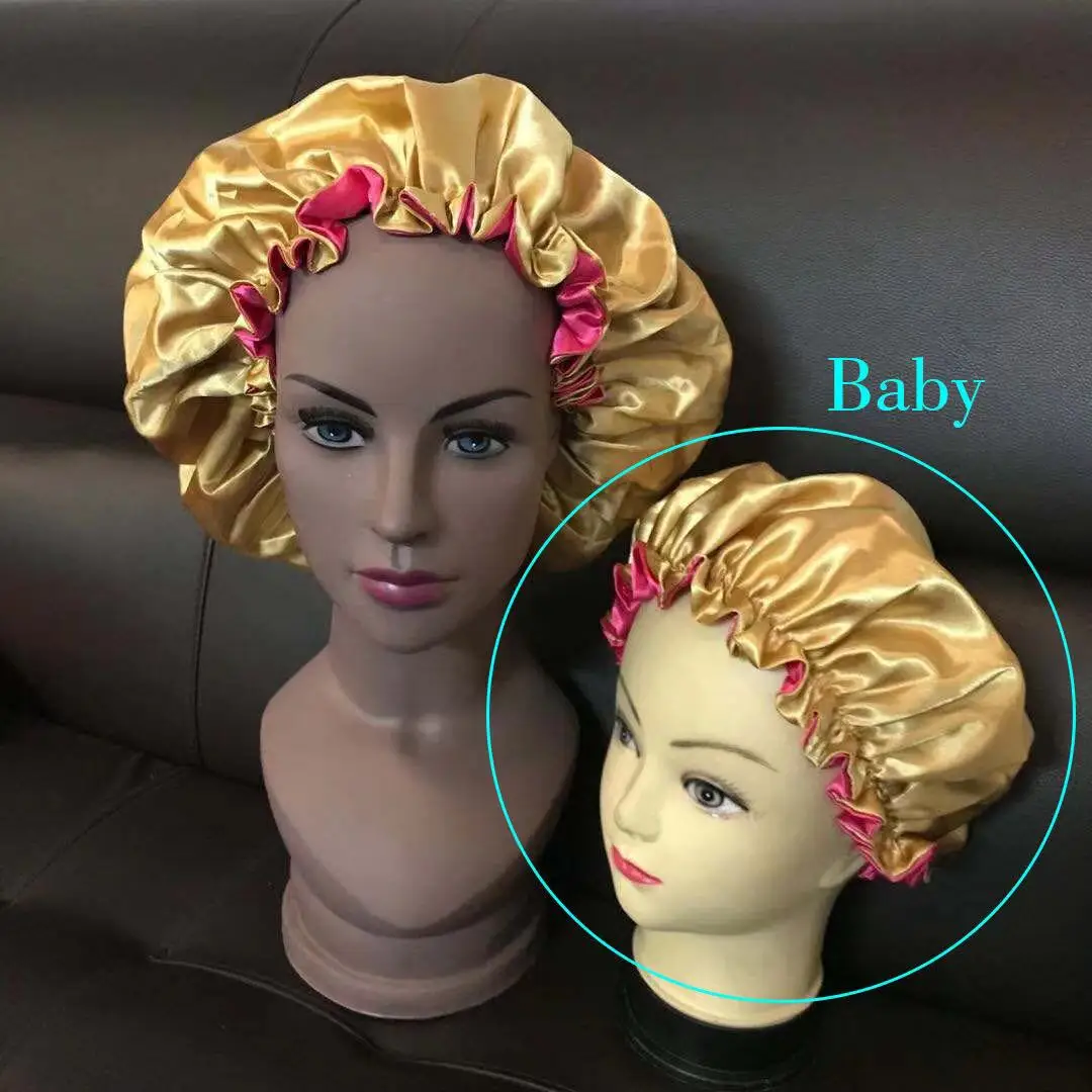 hair care/hair cover/hair bonnets Double Layer Hair Bonnet Silk Cover Sleeping Hat Satin Double Layer Braid Large Bonnet