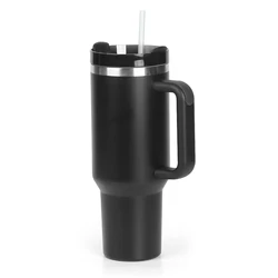 B80-0056 Custom 40oz Stainless Steel Double Wall Travel Coffee Mug Customizable 40 oz Tumbler With Handle and Straw Outdoor Mugs