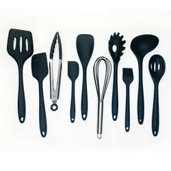 Набор разноцветных силиконовых кухонных принадлежностей, 10 штук