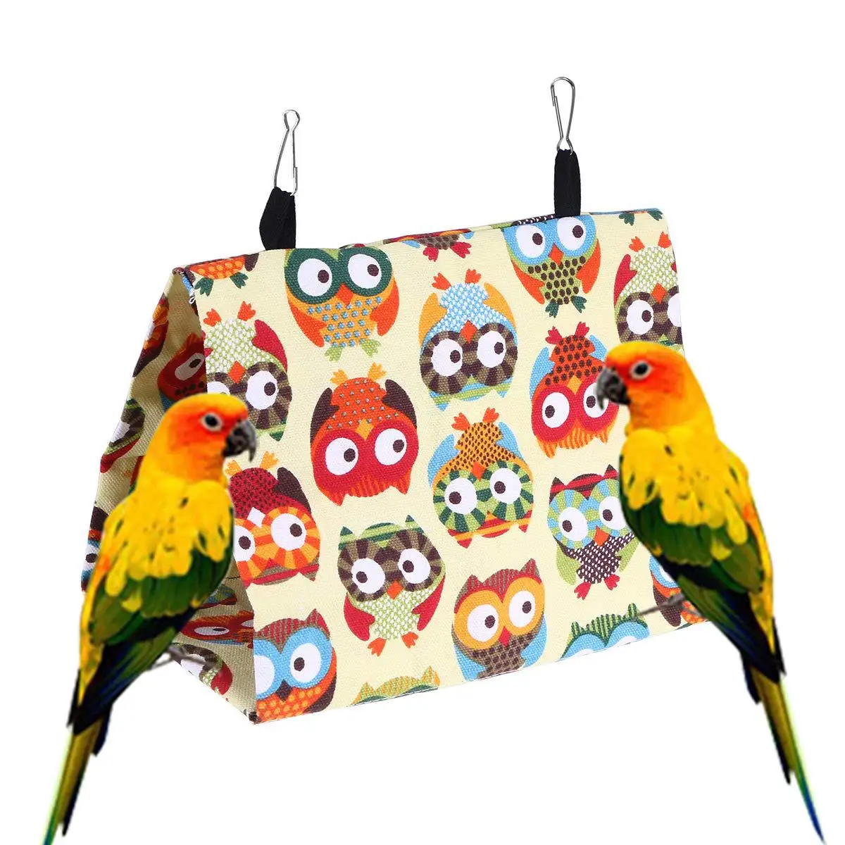 
Manufacturer Wholesale Warm Fleece Leopard Owl Heart Design Hanging Triangular Bird Tent 
