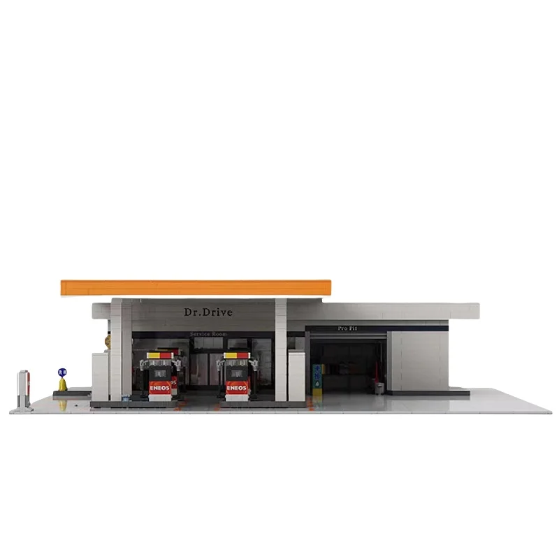 Street View Bricks Moc Building Block Sets Gas Station Model  Customized Educational Toys  business souvenir