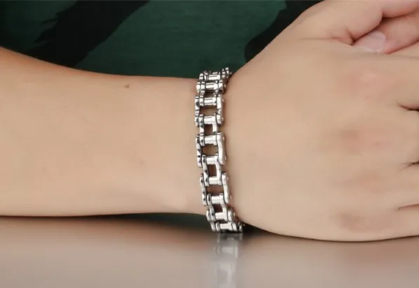 316l stainless steel bicycle chain bracelet 24k gold chunky chain bracelet