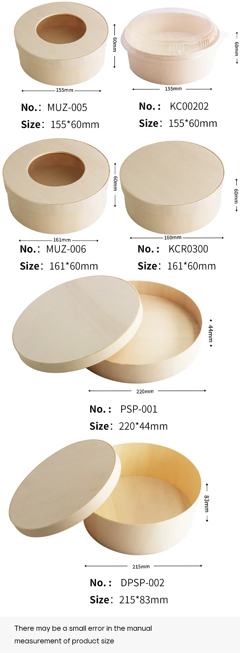 Cheap Custom Wooden Round Salad Lunch Bento Bakery Food Container Packaging Cake Veneer Cheese Charcuterie Board Gift Box