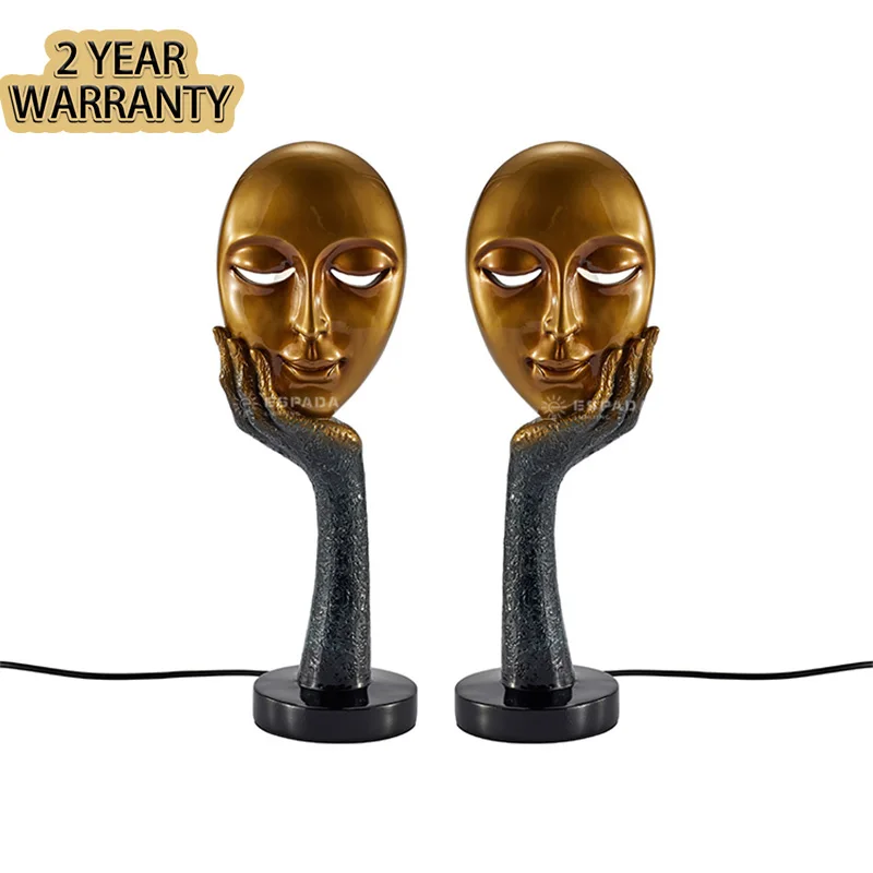 Modern Minimalist Resin Face Sculpture Table Lamp Nordic Creative Statue Thinker Desk Lamp Artwork Decoration for Home