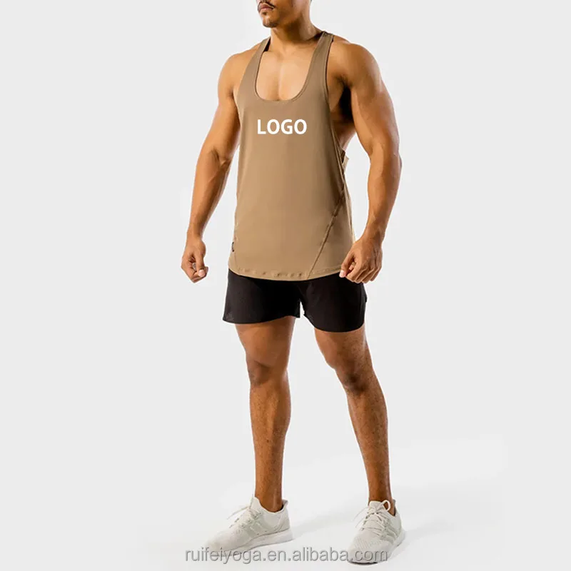 Custom Printed Logo Summer Bodybuilding Muscle Y Back Sleeveless Shirts Running Singlet Plus Size Gym Men Stringer Tank Top