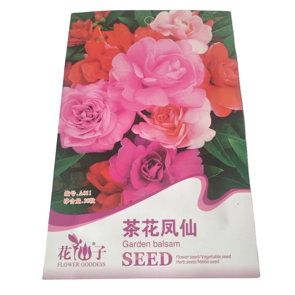 2021 Supply ready to ship garden balsam seeds/Impatiens balsamina seeds with small flower seeds bags $0.59/bags