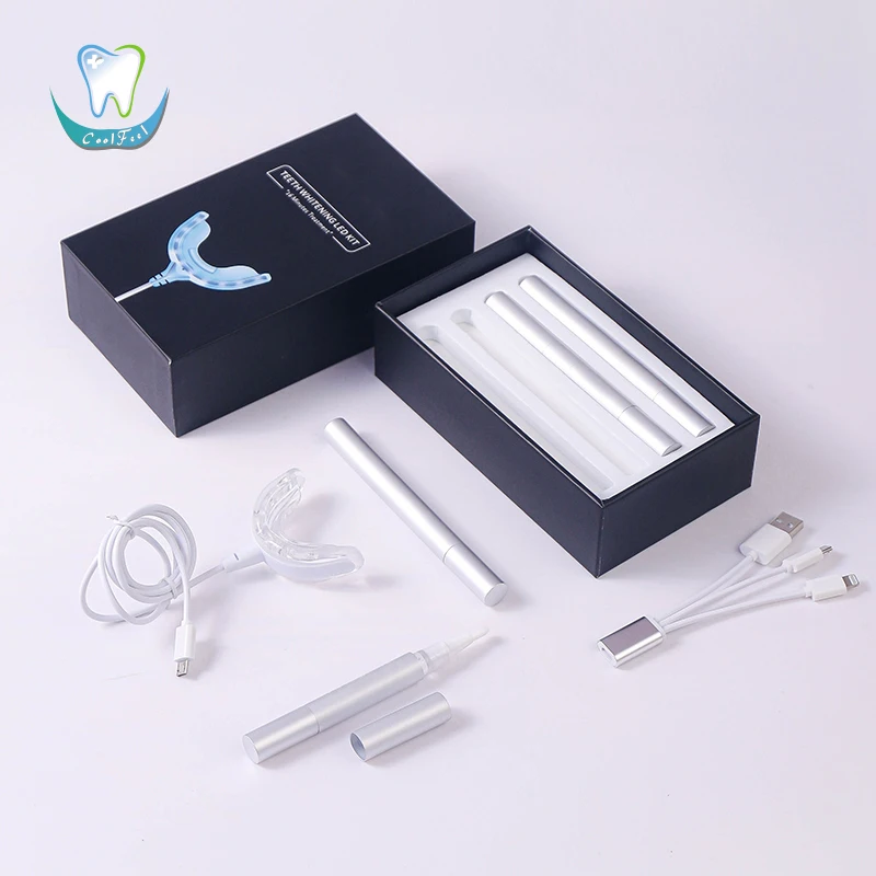 Private Label Wired LED Lamp Beads Teeth Whitening Machine Tooth Whitener Pen Kit Oral Teeth Whitening Kit