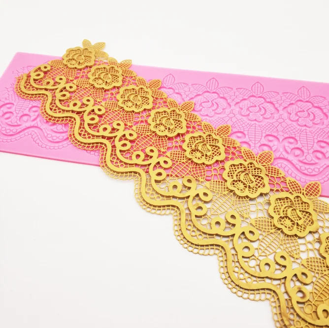 Homesun New peony flower bud silk cake silicone mold DIY Baking fondant tool Silicone lace pad