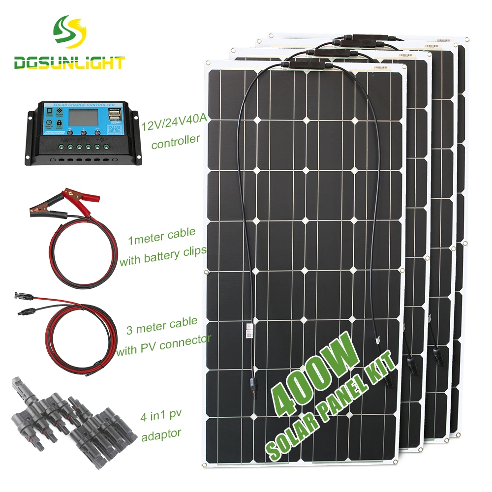 Прямая поставка с завода монокристаллическая Гибкая солнечная панель etfe для домашних животных 400 Вт комплект кемпинга