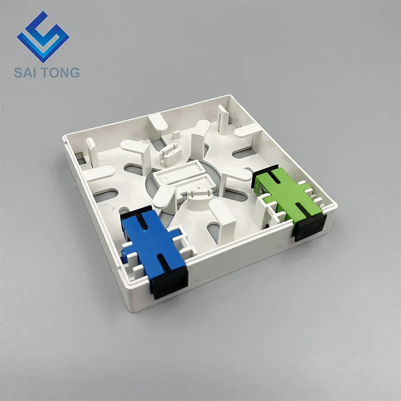 Saitong ABS plastic 86 type wall socket faceplate 2 core outlet fiber optical terminal box mini fiber optic distribution box