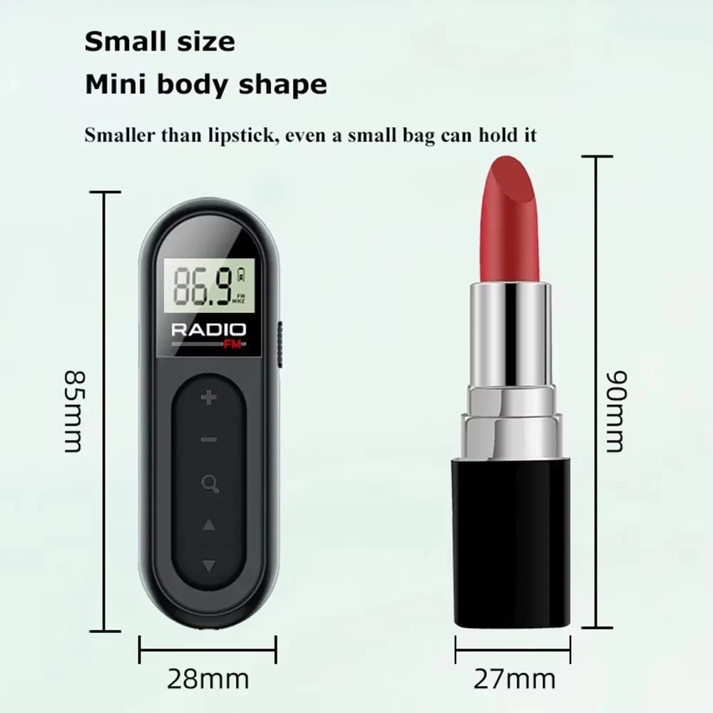 Rechargeable Portable FM Radio Pocket Digital Radio Transistor Walkman Small Radio on Batteries for Hiking Walking Smart Home