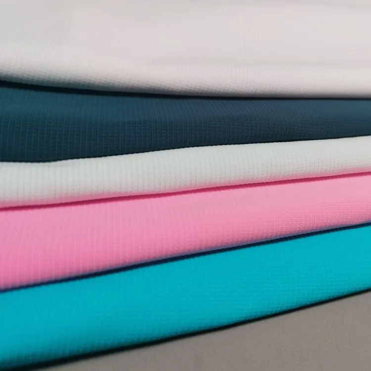 Spot 40D nylon single plain fabric nylon small horizontal strip to cut ice silk air conditioning casual pants knitted fabric