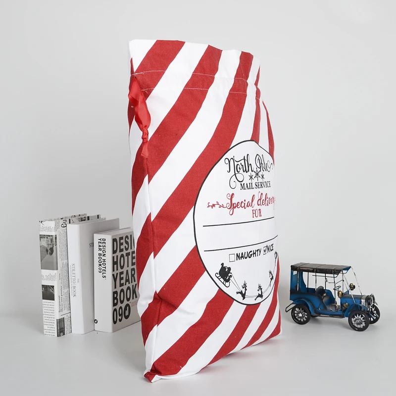 2021 Christmas personalized sublimation Santa drawstring large linen blank white beige burlap polyester cartoon gift sacks