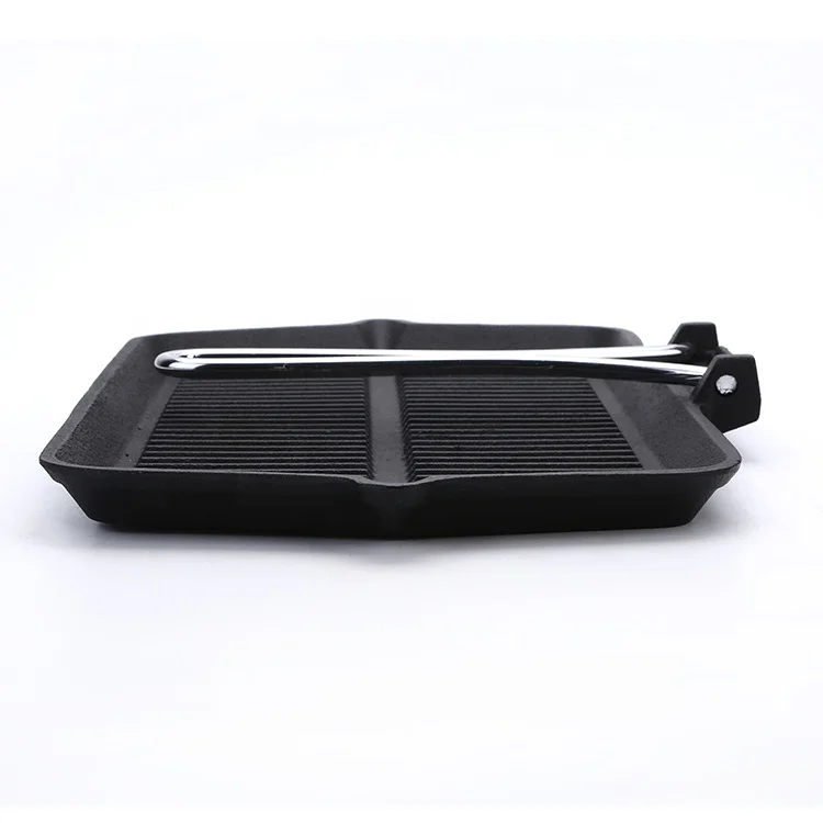 Foldable Large Frying Pan Non-Stick Portable Griddle Grill Pan with Folding Handle for Steak Meat Fish