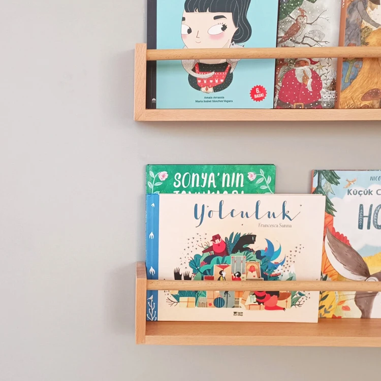 Eco-Friendly Nursery Decor Kids Furniture Montessori Wooden Floating Wall Shelf Home Decor