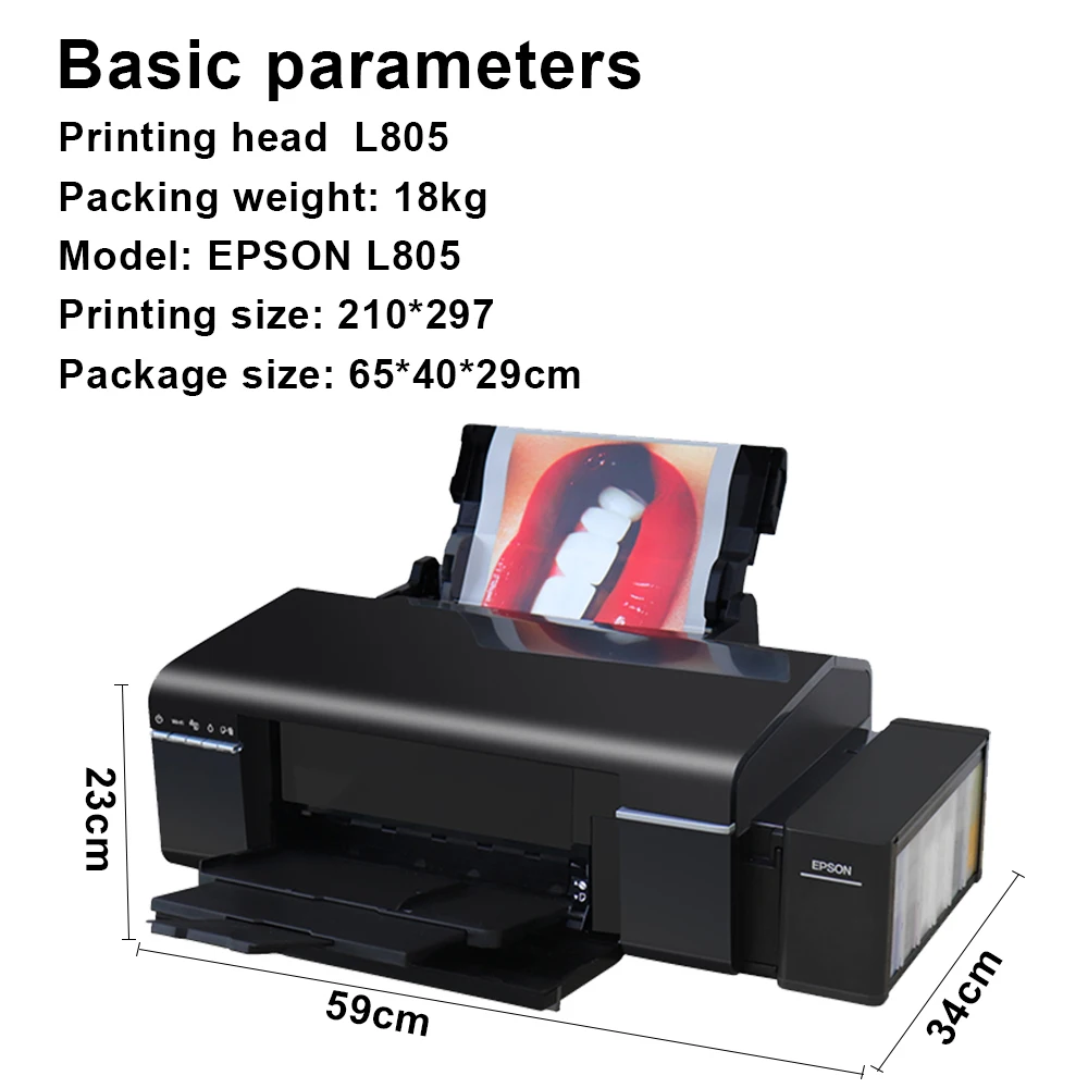 A4 Color Inkjet Printer transfer heat press Printer L805 CMYK Ink DIY T-shirt Printing Machine a4 dtf printer