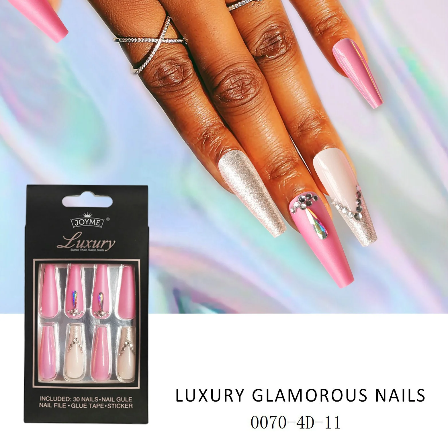 Wholesale false nails press on European American charm blue frosted artificiality