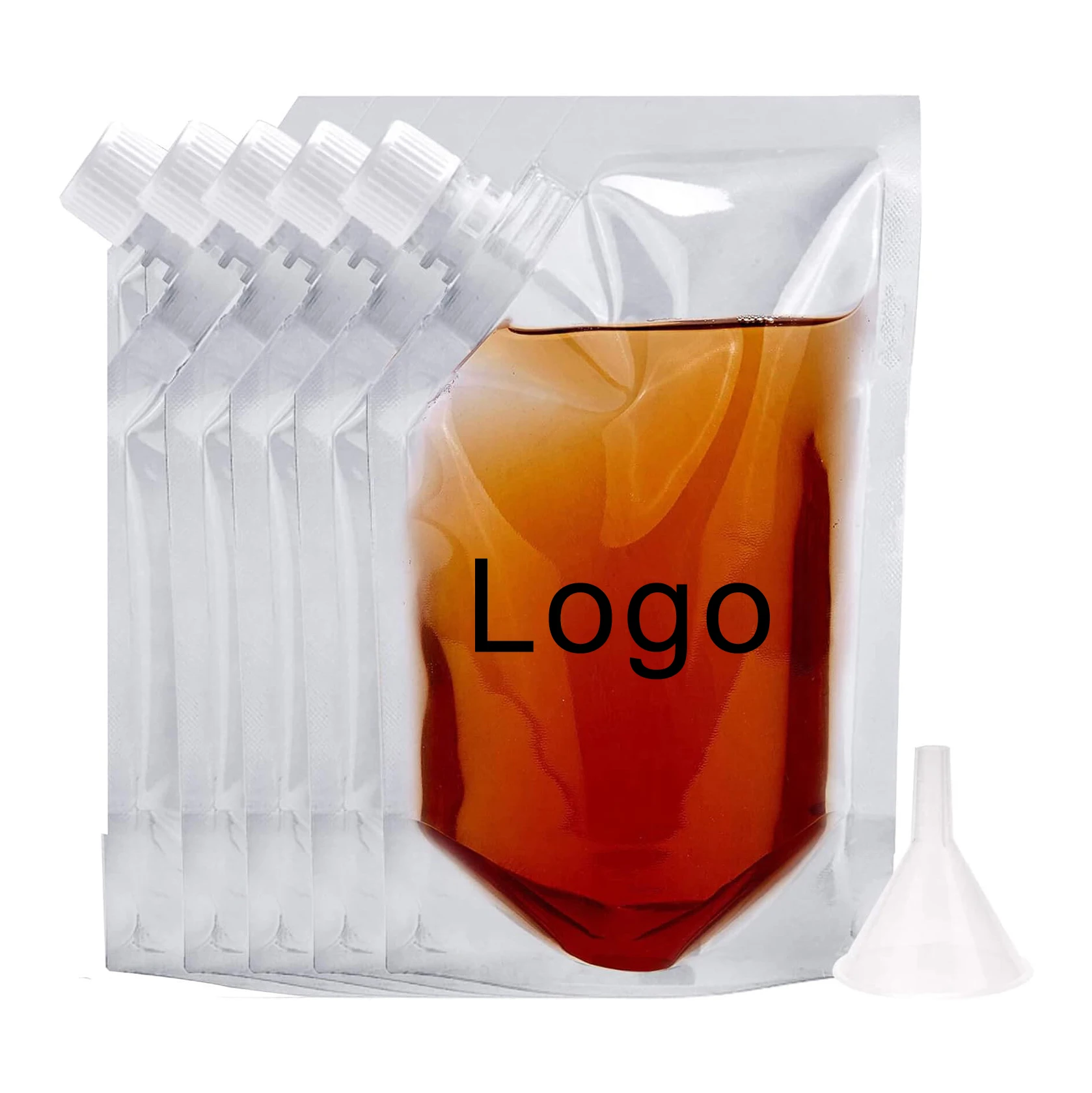 Custom Printed Logo Reusable Drinking Bag Flask Liquor Cruise Travel Party Standing Liquid Plastic Spout Bag