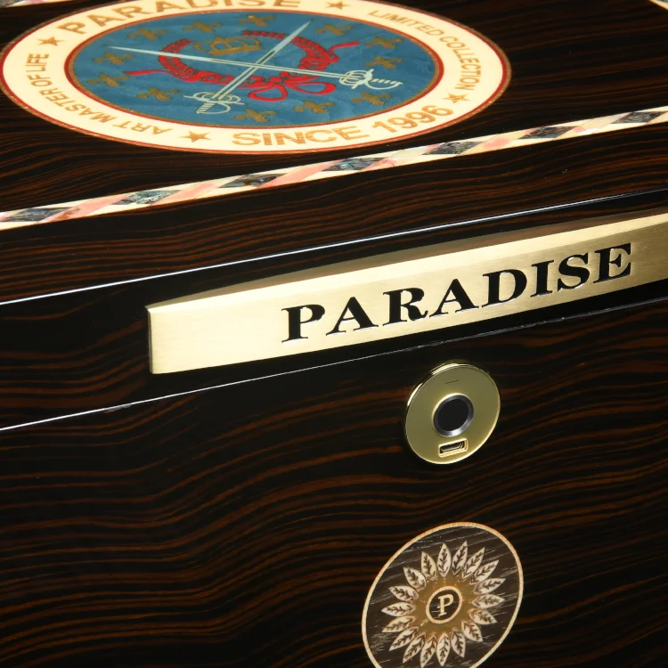 Handmade luxury humidor Italy design cigar cases Spanish cedar wood Maintain humidity Classic Black gold S