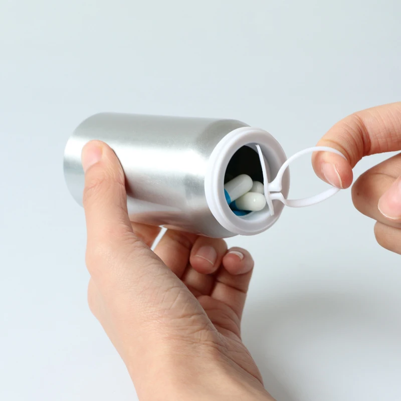 High Quality Aluminum Round Medicinal Bottle With Pulling Ring Cover White Color Screw lid Aluminum Pill Bottle