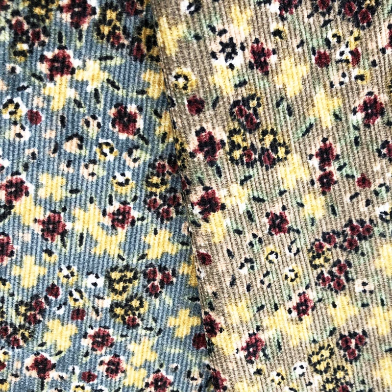 100% Polyester woven print corduroy upholstery fabric Floral print no stretch corduroy apparel fabric