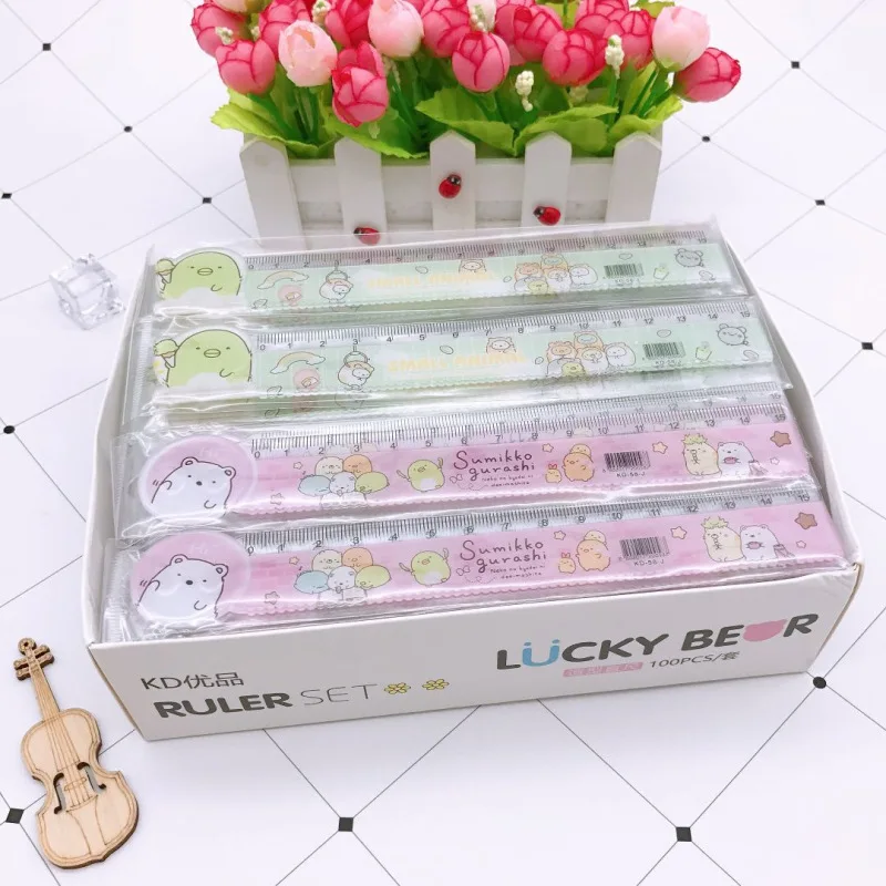 Оптовая торговля OEM 15 см Kawaii прямая Линейка демон убийца Kuromi мультфильм студенческие канцелярские принадлежности прозрачный набор