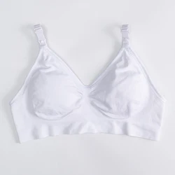 OEM Women Seamless Padded  Breastfeeding Maternity Postpartum  Nursing Bra  Wireless Drop Clip Cup Maternity with removable pads