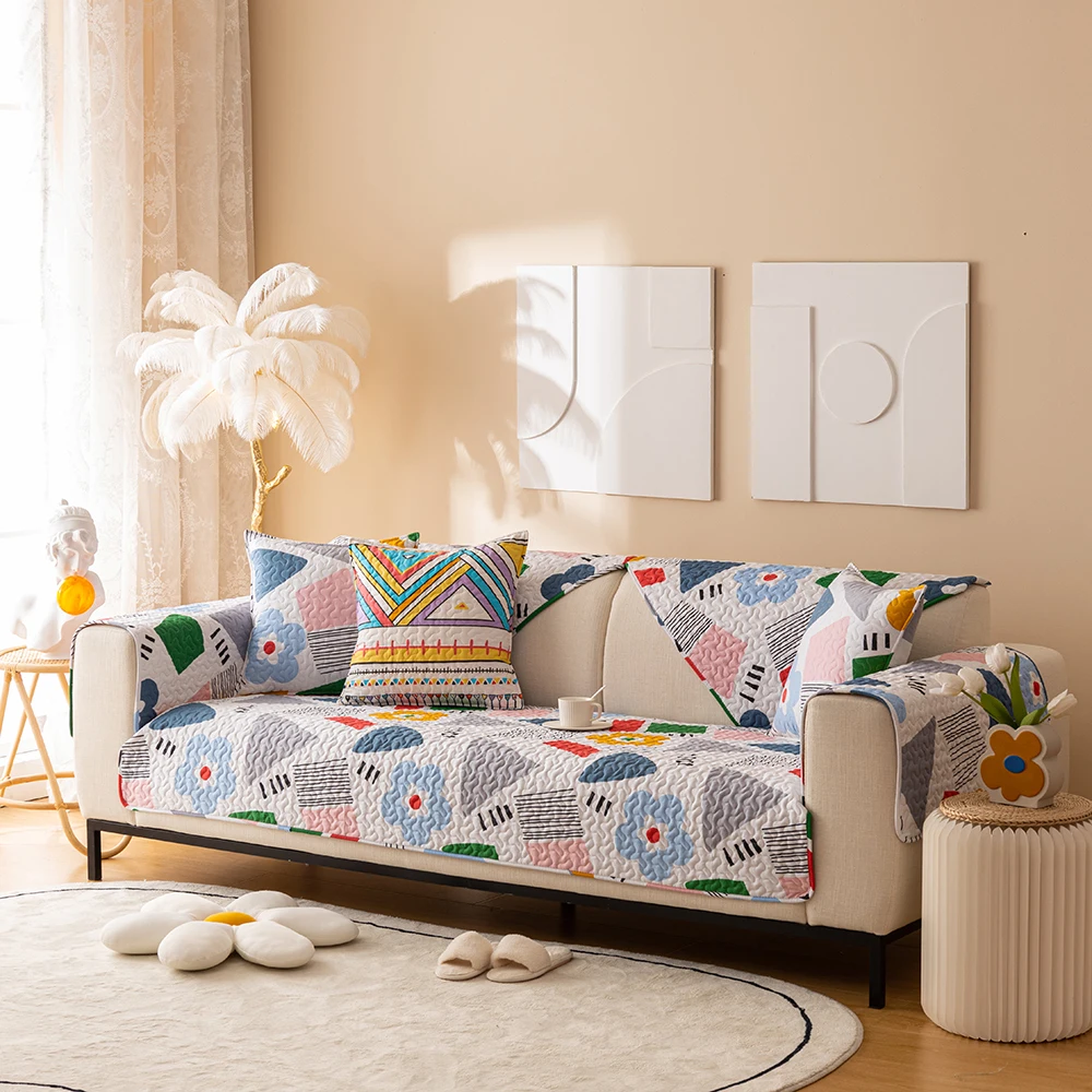 Чехол для дивана l-образной формы Хлопковый чехол с дисперсным принтом по конкурентоспособной