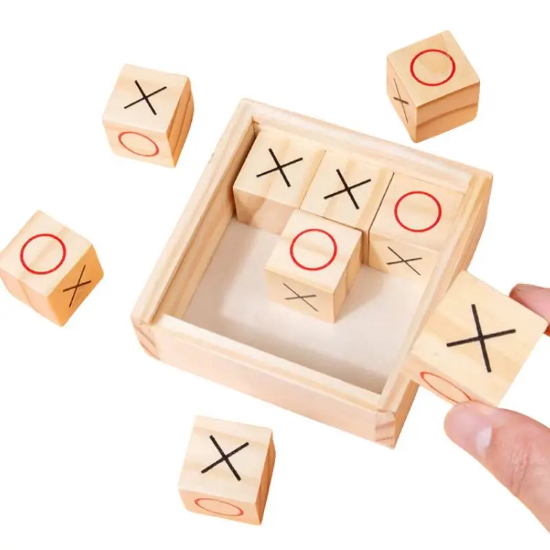 Mini Table Wooden Educational Logical Tic-tac-toe Chess OX Board Game