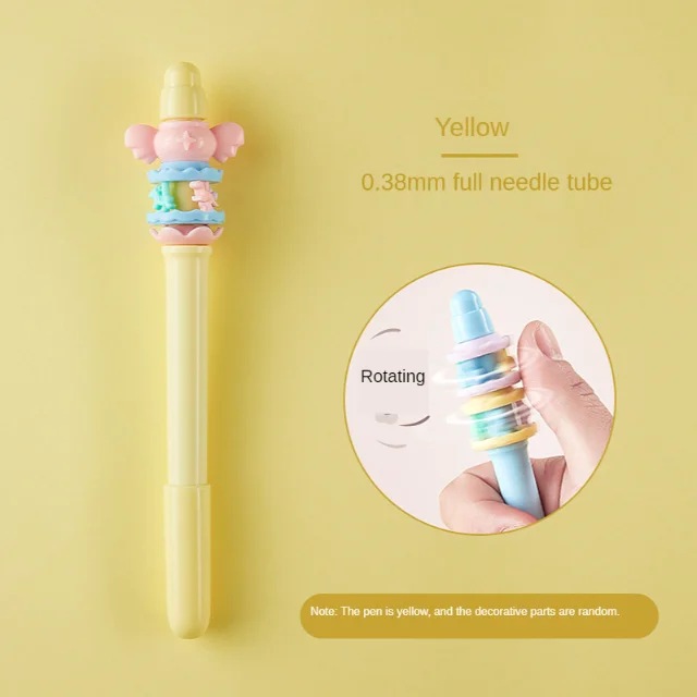 Дети декомпрессии токарная обработка ручка 0,38 мм оригинальные часы с вращающимся с милым мультипликационным принтом для девочек в форме сердца школьные канцелярские принадлежности