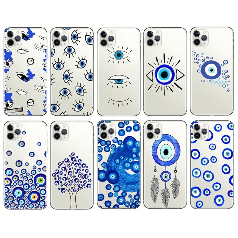Transparent Evil eye custom printing cover case for iphone,3D printing no background HD printing for iphone 12 pro max