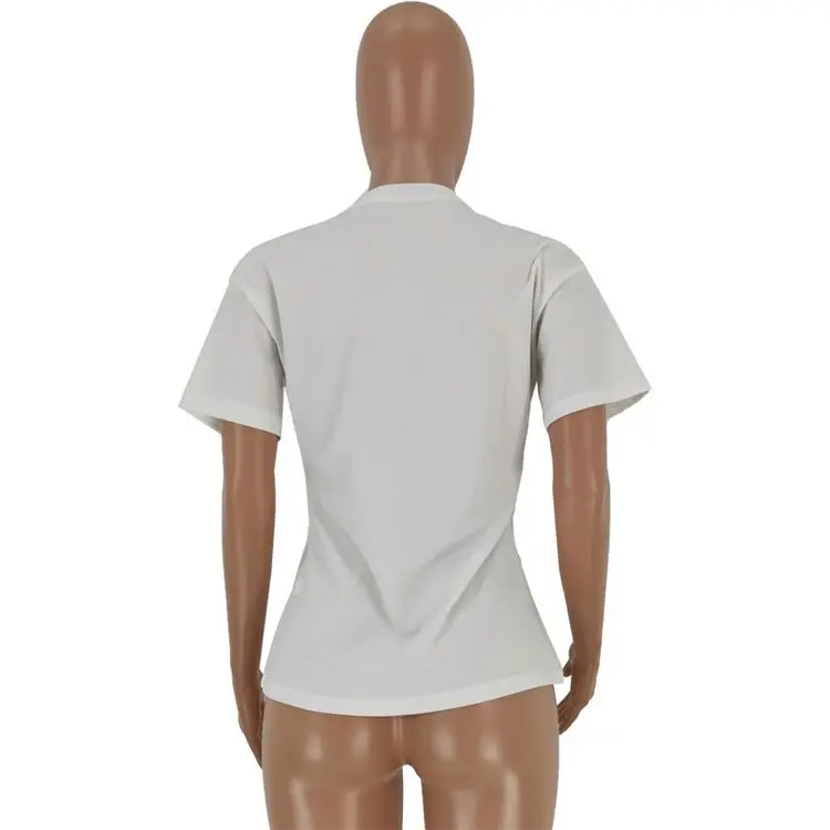 
08AF371 new arrival round neck short sleeve letter print woman casual fashion t shirt 