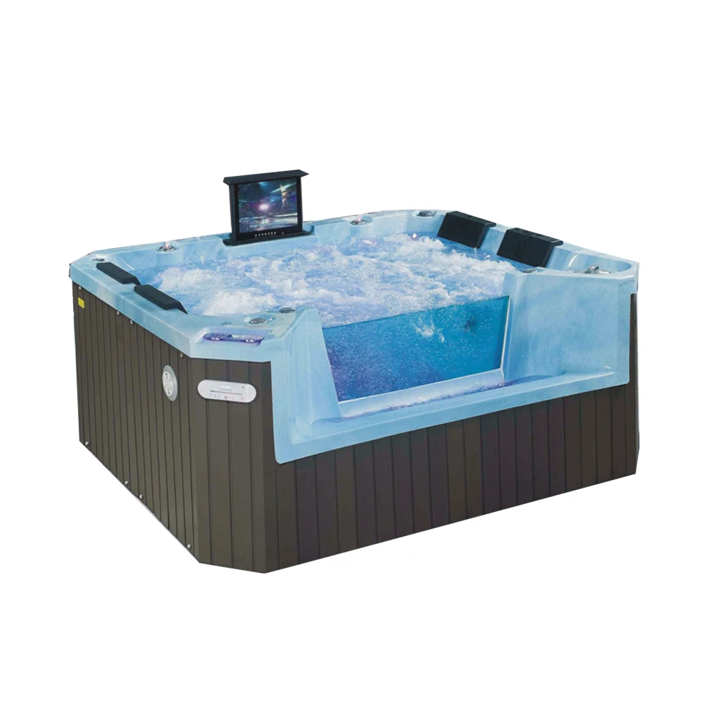 Outdoor white acrylic free standing air bubble massage spa bathtubs