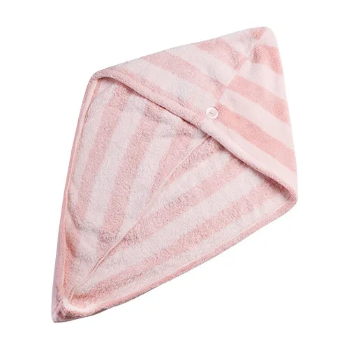 
Wholesale Microfiber Striped Absorbent Hair Wrap Turban Towel 