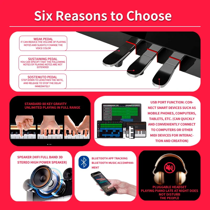 KIMFBAY piano 88 keys electric piano portable grand piano acoustic